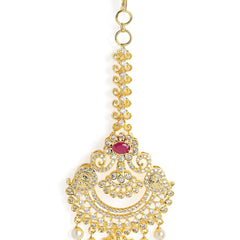 Graceful Faux Ruby Bridal Maang Tikka