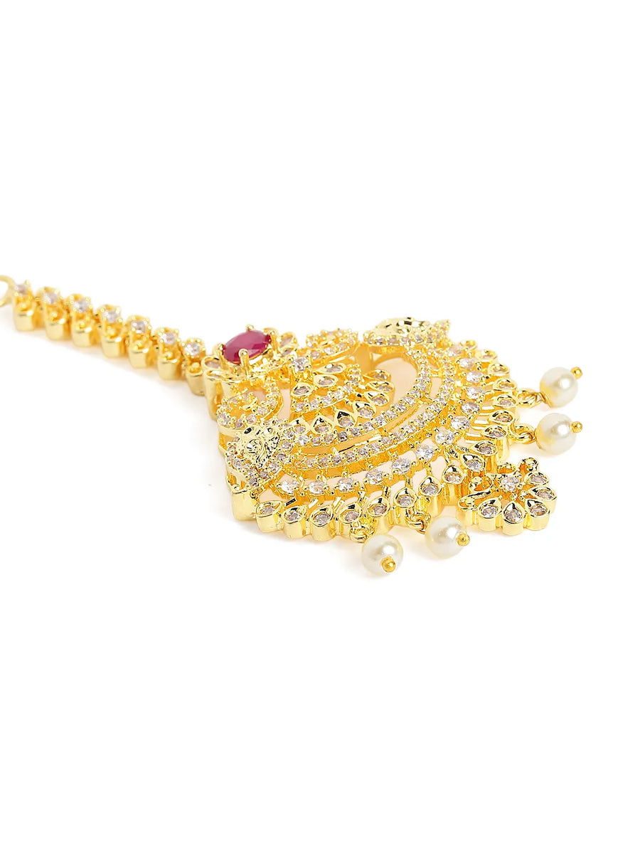 Graceful Faux Ruby Bridal Maang Tikka