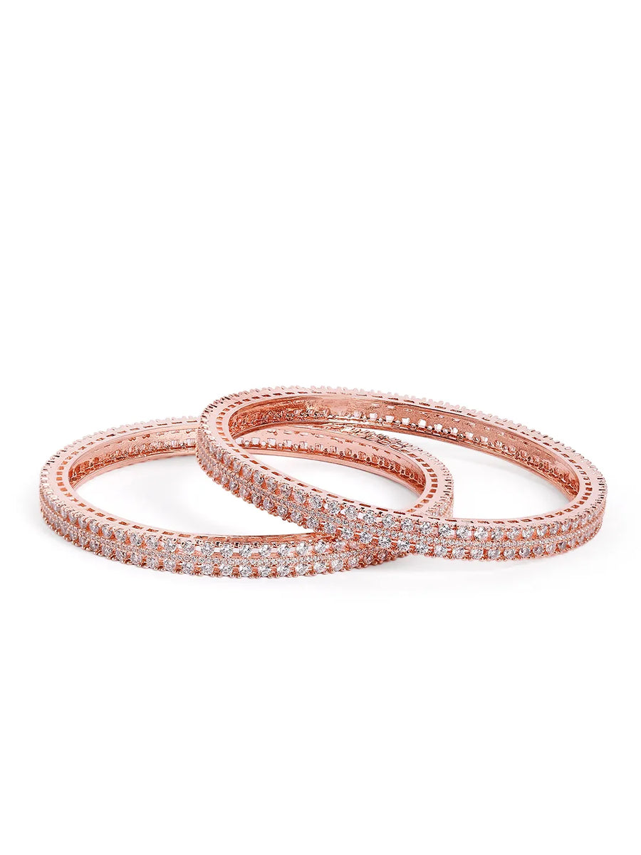 Timeless Radiance Sparkle Kada Set - Rose Gold