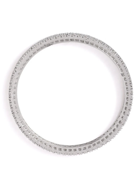 Timeless Radiance Sparkle Kada Set - Silver - White