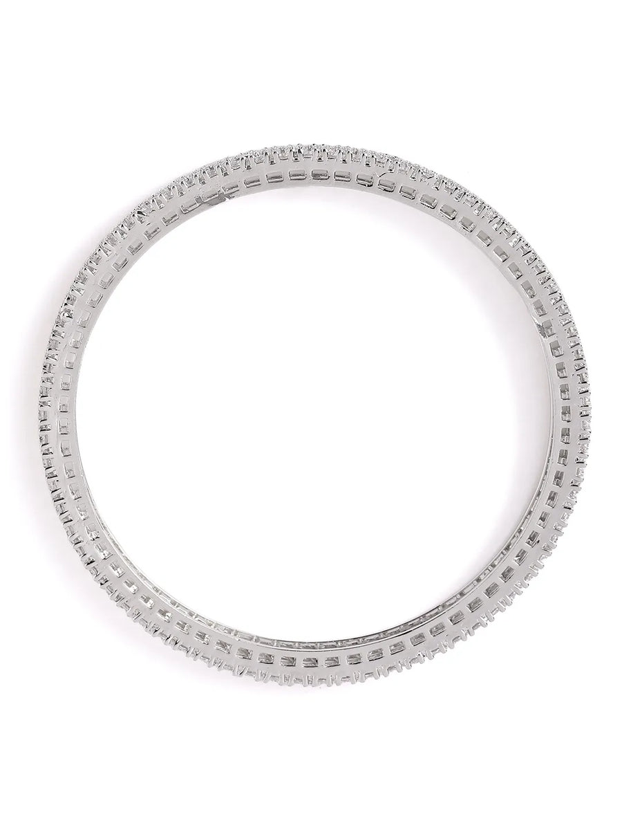 Timeless Radiance Sparkle Kada Set - Silver - White