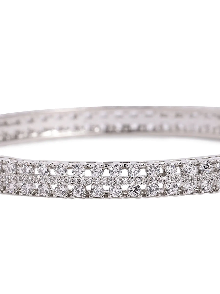 Timeless Radiance Sparkle Kada Set - Silver - White