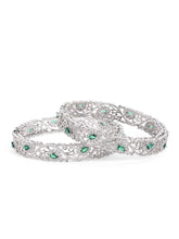 Royal Gleam Crystal CZ Bangles Set - Green