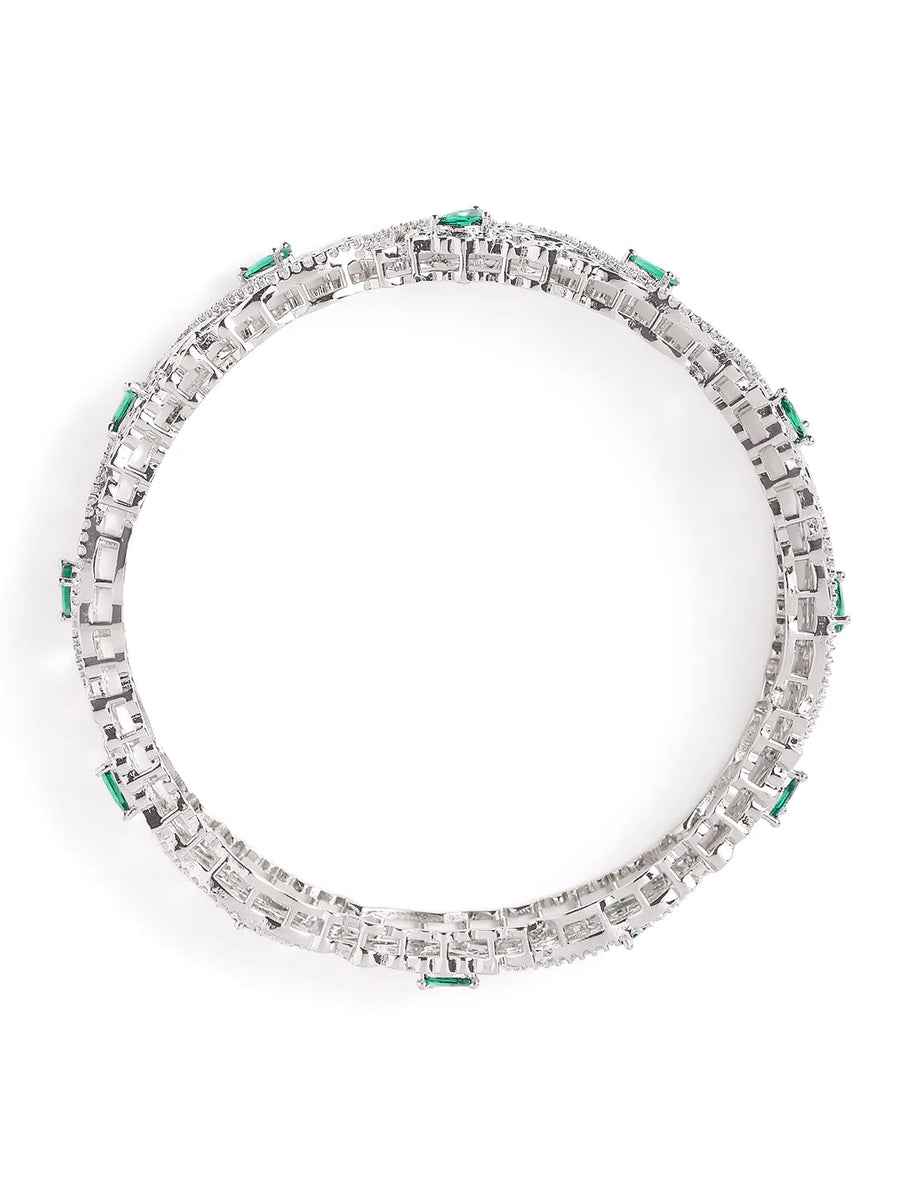 Royal Gleam Crystal CZ Bangles Set - Green