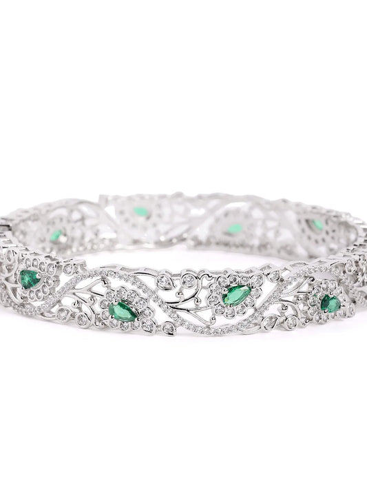 Royal Gleam Crystal CZ Bangles Set - Green