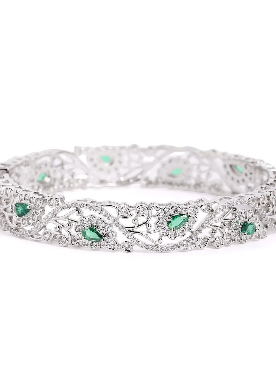 Royal Gleam Crystal CZ Bangles Set - Green