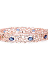 Sapphire Leaf CZ Bangle Set for Women - Rose Gold & Blue