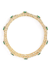 Sapphire Leaf CZ Bangle Set for Women - Gold