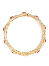 Sapphire Leaf CZ Bangle Set for Women - Gold