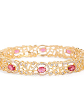 Sapphire Leaf CZ Bangle Set for Women - Gold