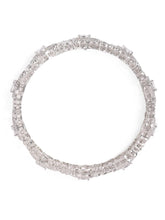 Sapphire Leaf CZ Bangle Set for Women - Silver