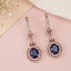 Luxury Crystals Oval Link Earrings - Blue