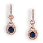 Luxury Crystals Oval Link Earrings - Blue