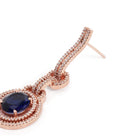 Luxury Crystals Oval Link Earrings - Blue
