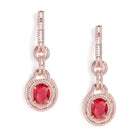 Luxury Faux Ruby Oval Link Earrings
