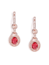 Luxury Faux Ruby Oval Link Earrings