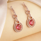 Luxury Faux Ruby Oval Link Earrings