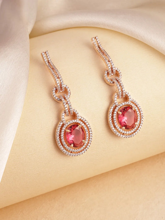 Luxury Faux Ruby Oval Link Earrings
