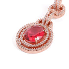 Luxury Faux Ruby Oval Link Earrings