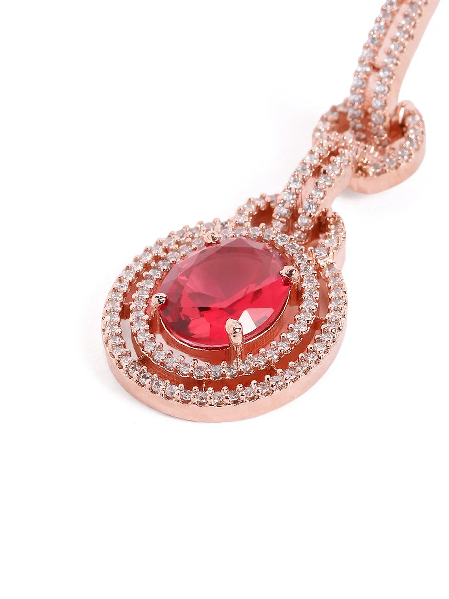 Luxury Faux Ruby Oval Link Earrings