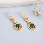 Luxury Crystals Oval Link Earrings - Green