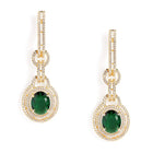 Luxury Crystals Oval Link Earrings - Green