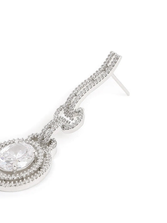 Luxury Crystals Oval Link Earrings - White