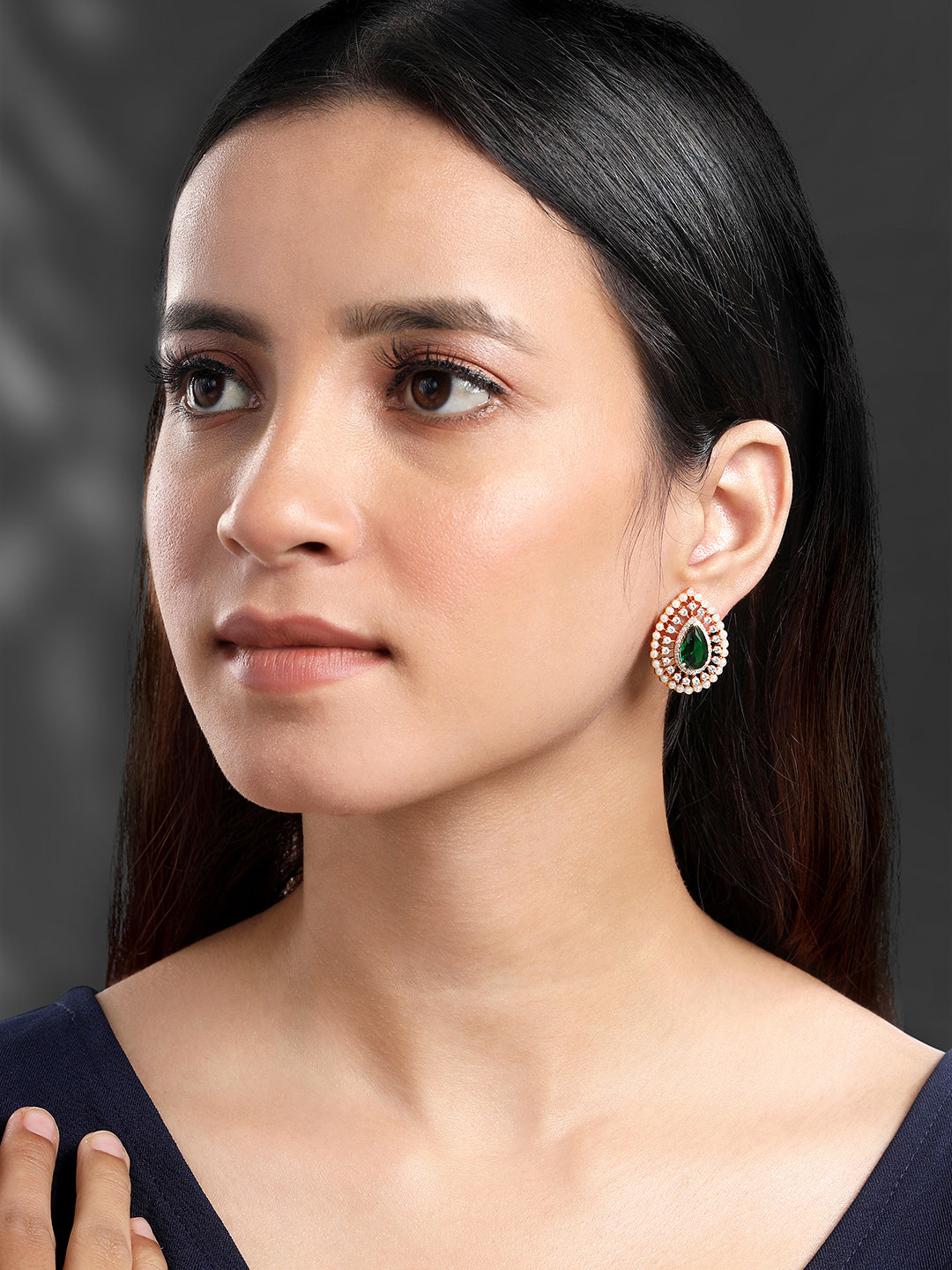 Dewdrop Delight CZ & Green Stone Earrings