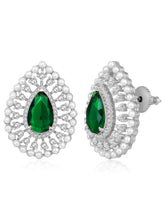 Dewdrop Delight CZ & Green Stone Earrings