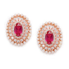 Chic CZ & Pearl Floral Stud Earrings