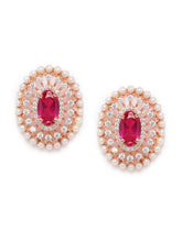 Chic CZ & Pearl Floral Stud Earrings