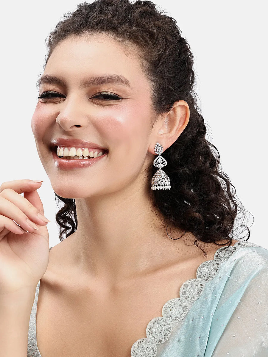 Exquisite CZ Jhumka with Pearl Drops