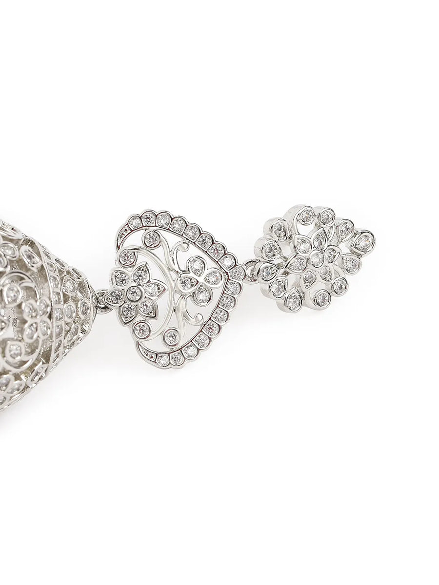 Exquisite CZ Jhumka with Pearl Drops