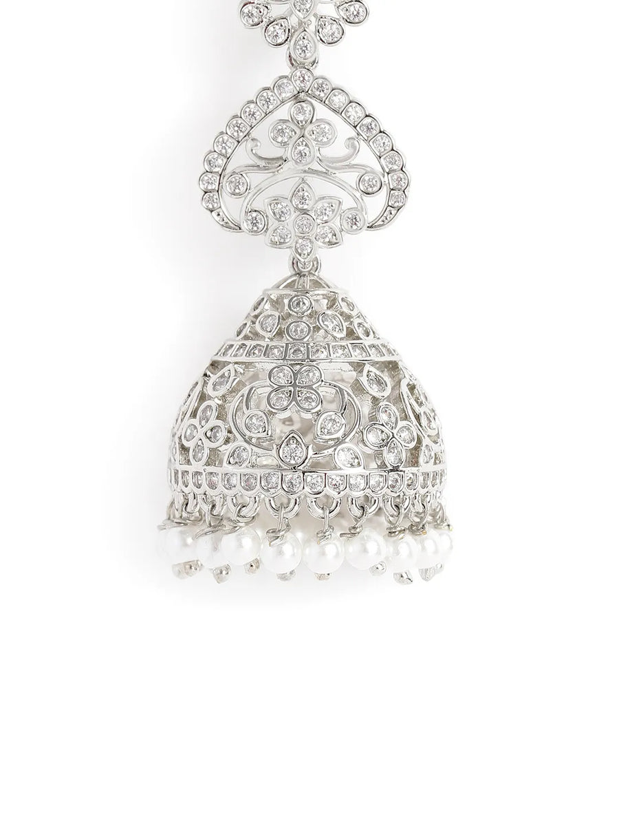 Exquisite CZ Jhumka with Pearl Drops