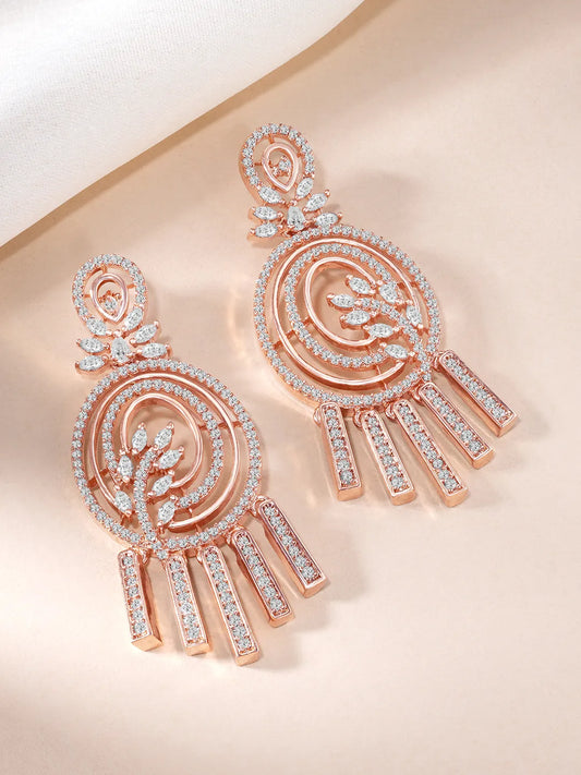 CZ Tassel Accent Dangle Earrings