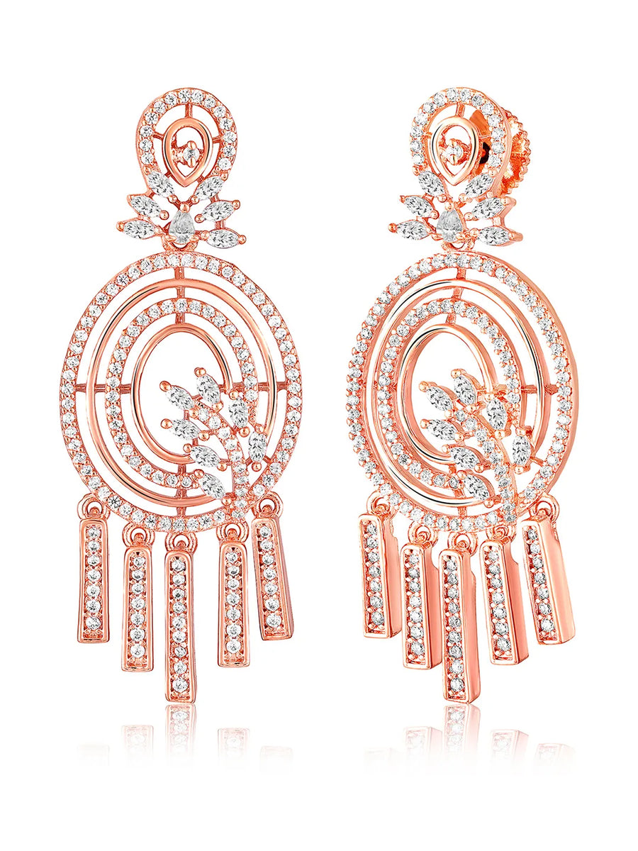 CZ Tassel Accent Dangle Earrings