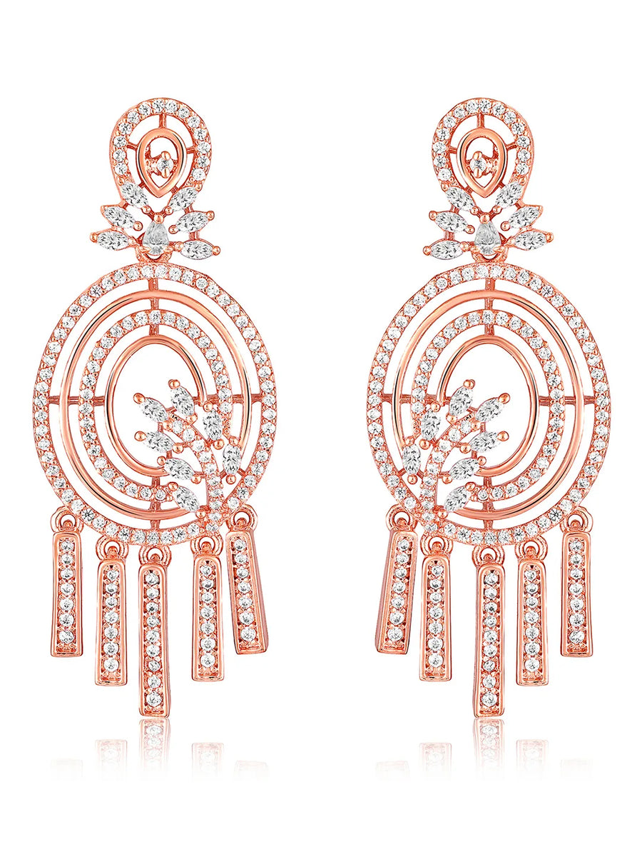 CZ Tassel Accent Dangle Earrings