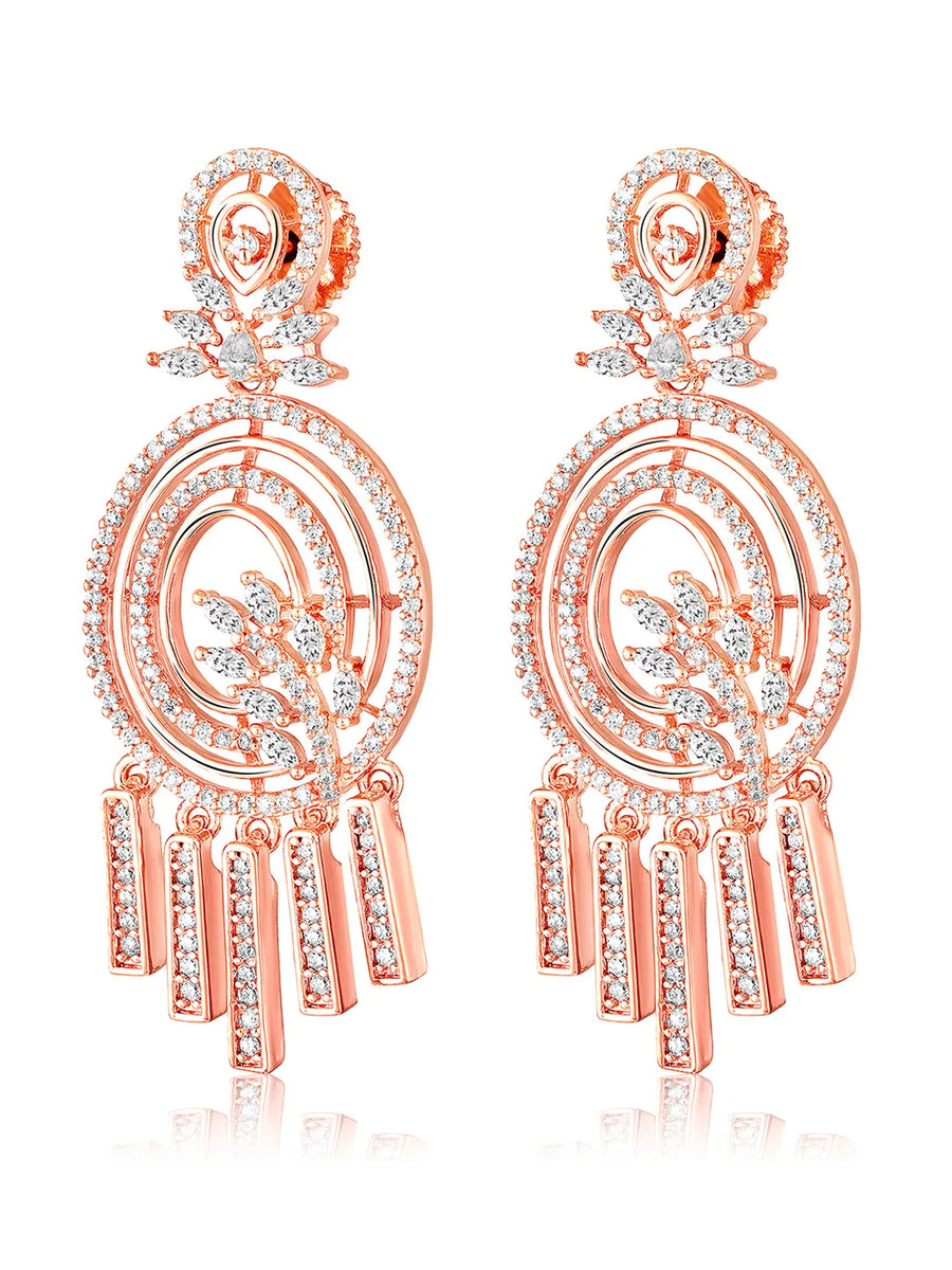 CZ Tassel Accent Dangle Earrings
