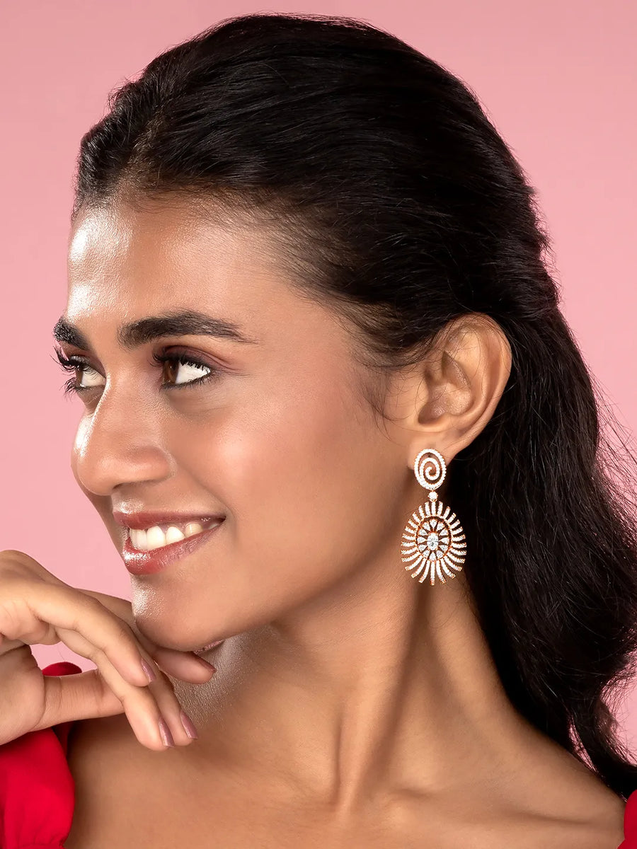 Sparkling Spiral Drop Earrings