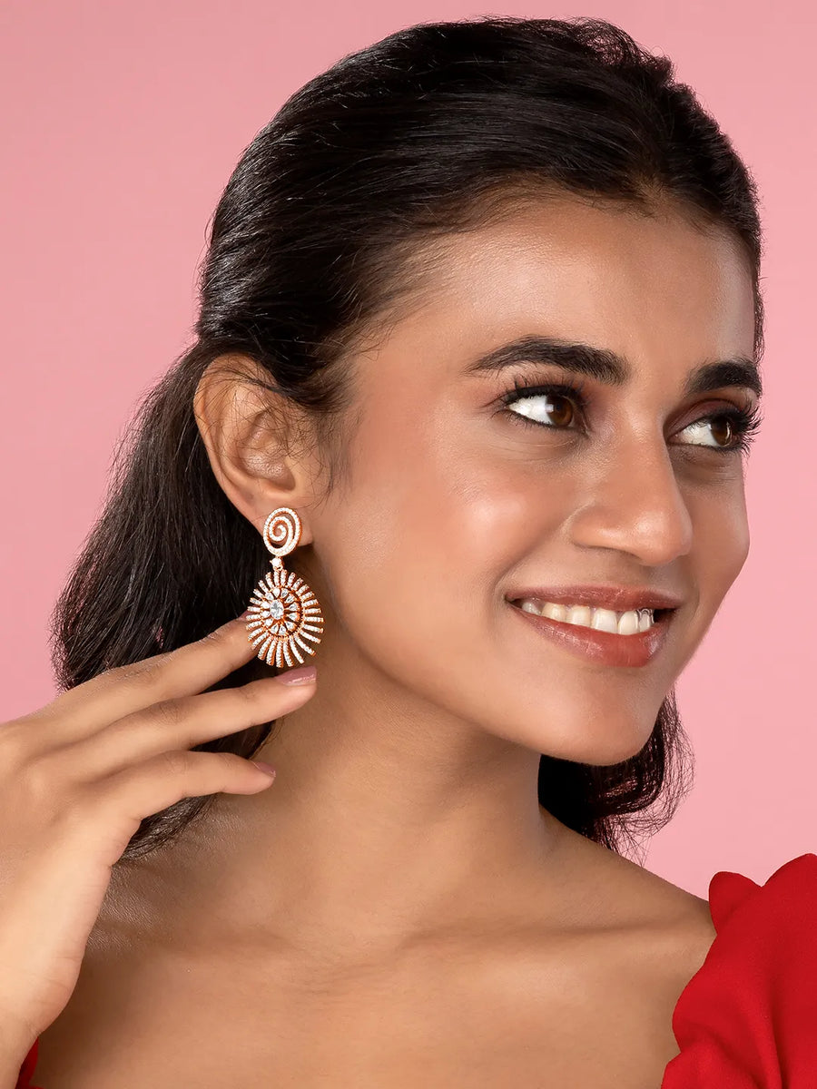 Sparkling Spiral Drop Earrings