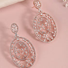 Elegant Floral CZ Drop Earrings - Rose Gold