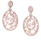 Elegant Floral CZ Drop Earrings - Rose Gold