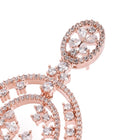 Elegant Floral CZ Drop Earrings - Rose Gold