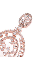 Elegant Floral CZ Drop Earrings - Rose Gold