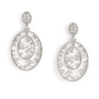 Elegant Floral CZ Drop Earrings - Silver
