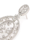 Elegant Floral CZ Drop Earrings - Silver