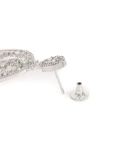 Elegant Floral CZ Drop Earrings - Silver