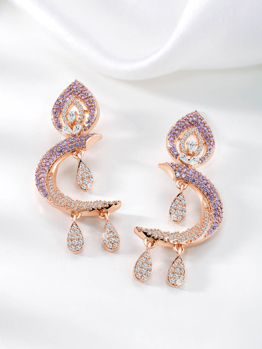 Lunar Luxe Half Moon CZ Rose Gold Earrings