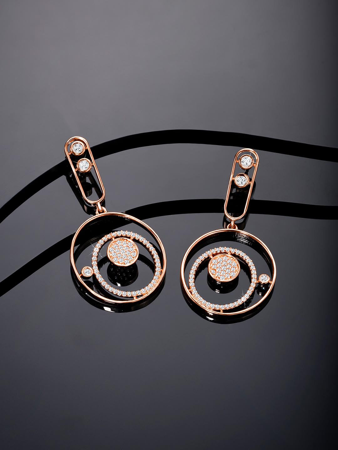 Radiant Roundness CZ Rose Gold Earrings