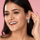 Sleek CZ Half Hoop Earrings with Sparkle